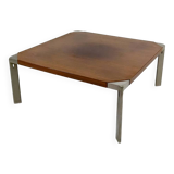 Table basse en noyer et aluminium, par Osvaldo Borsani pour Tecno, Italie, Circa 1970