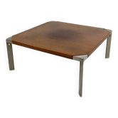 Table basse en noyer et aluminium, par Osvaldo Borsani pour Tecno, Italie, Circa 1970