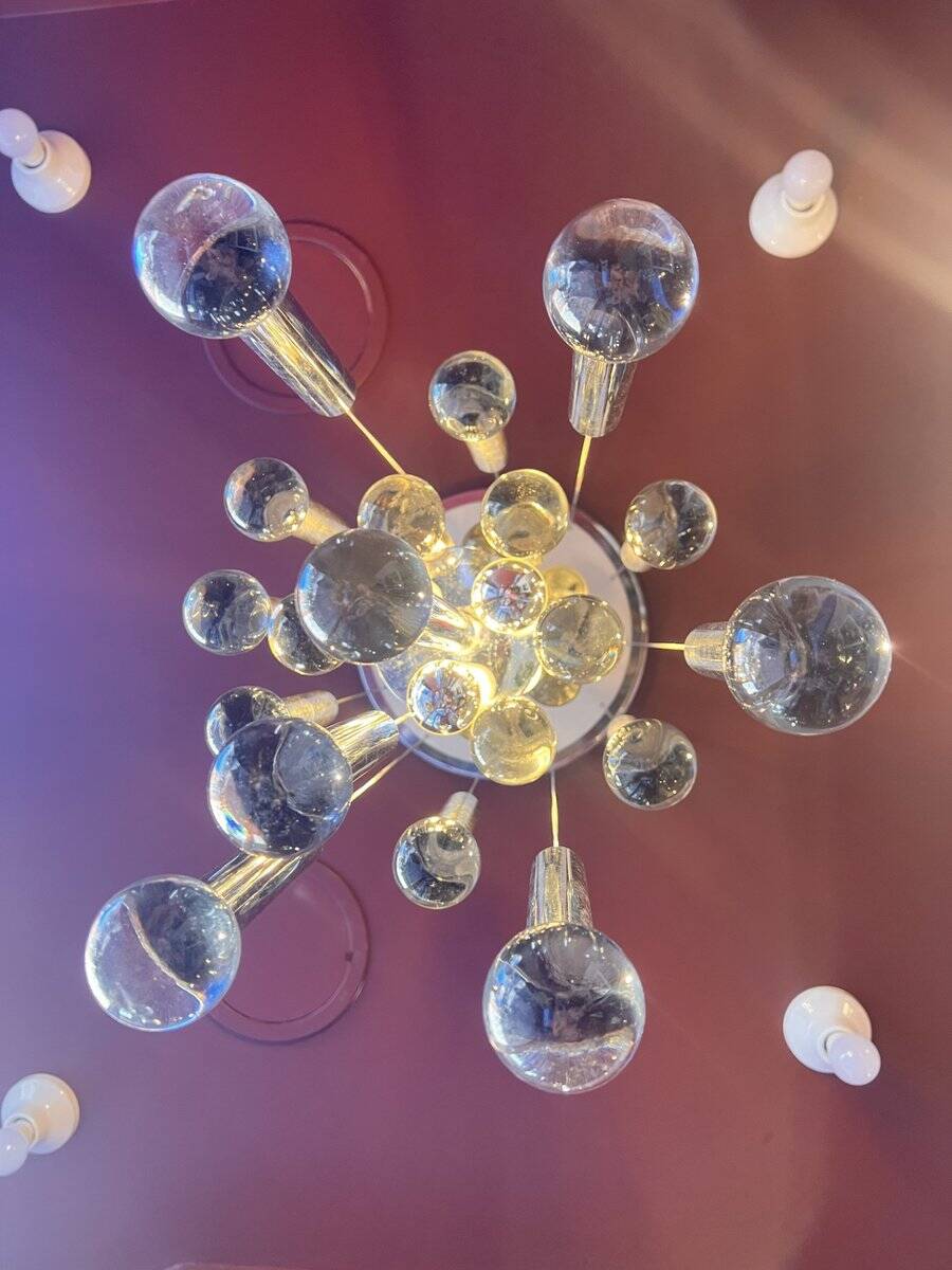 Chrome and glass chandelier by Gaetano Sciolari, 1960s