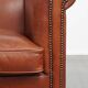 Cowhide Leather Club Armchair in a Cognac Color
