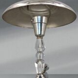 Art Deco Silver Table Lamp in Chrome Brass & Glass