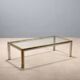 Vintage coffee table in metal, brass and glass, 1970s design.