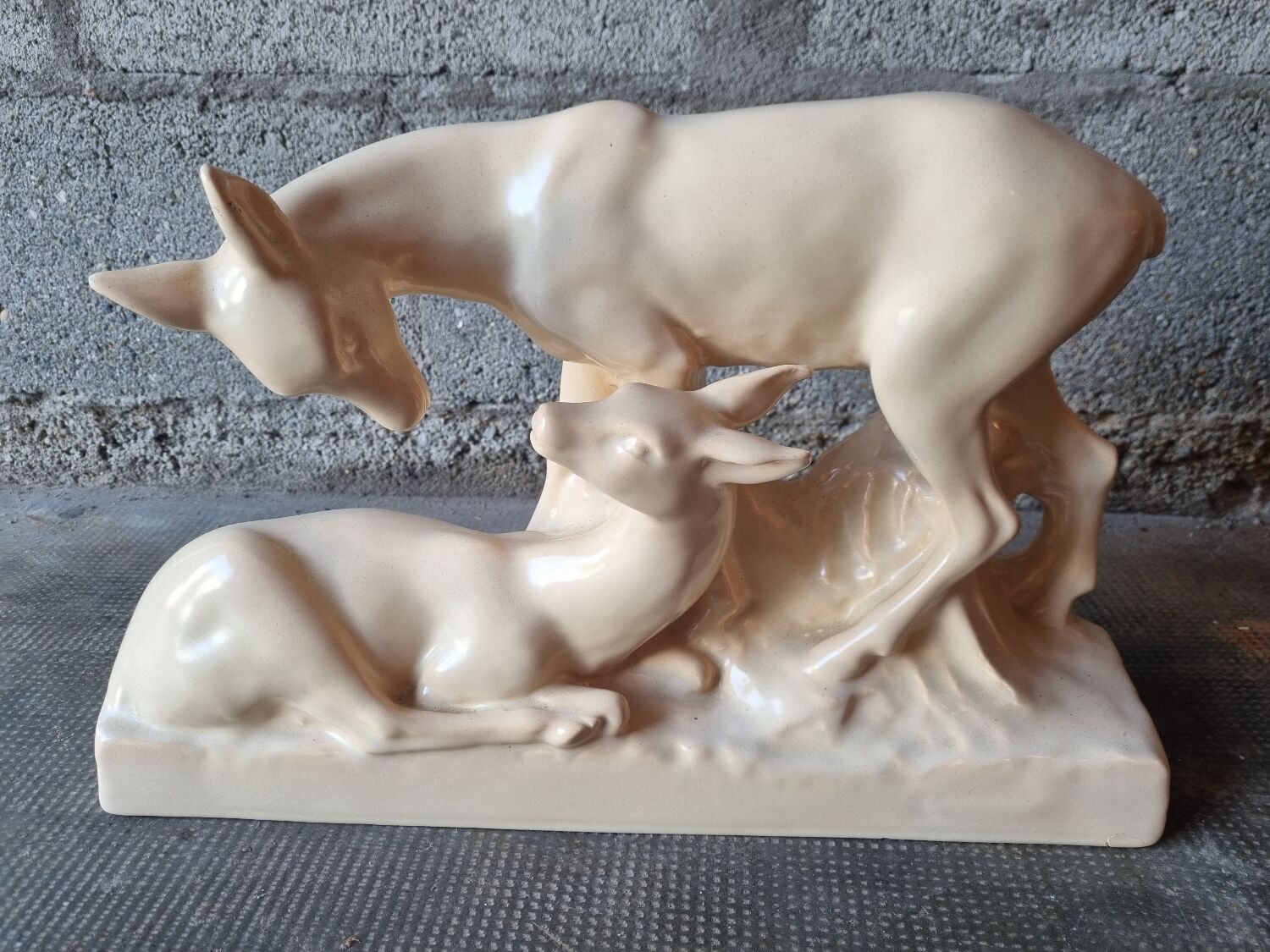 Art Deco deer porcelain statue