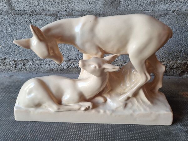 Statue porcelaine biches Art Déco