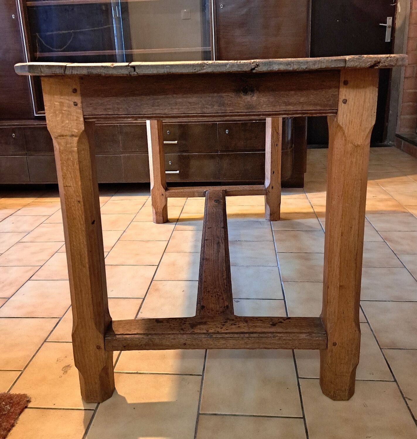 19th century farm table in solid oak