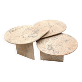 Set of 3 Italian designer drop-shaped coffee tables made in the 1970s
