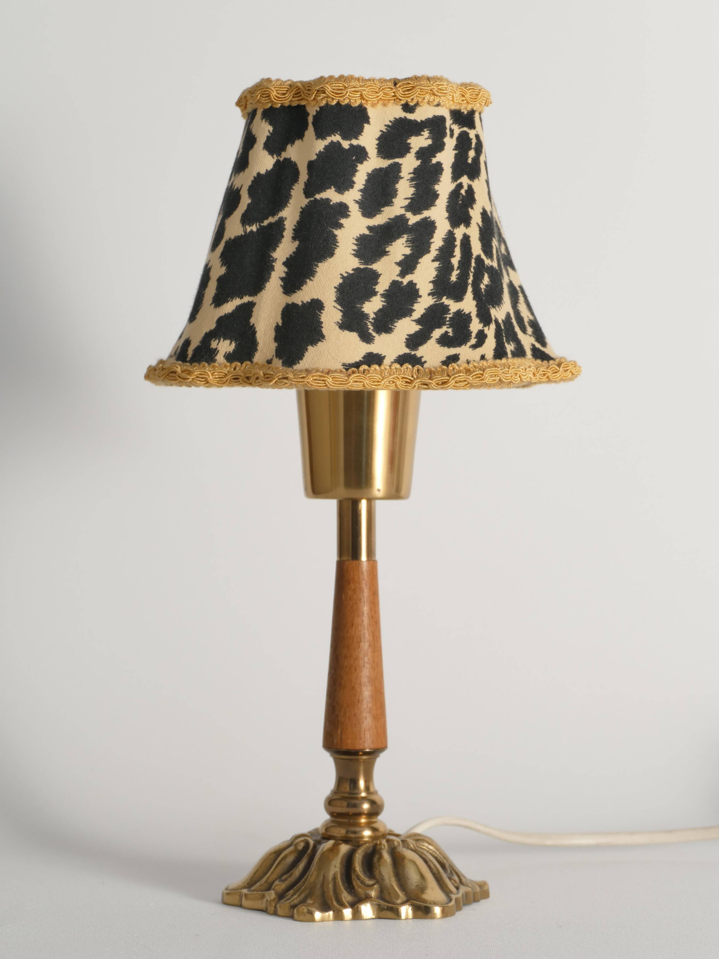 Brass Table Lamp with Teak, Asea, Sweden 1950s