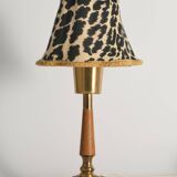 Brass Table Lamp with Teak, Asea, Sweden 1950s