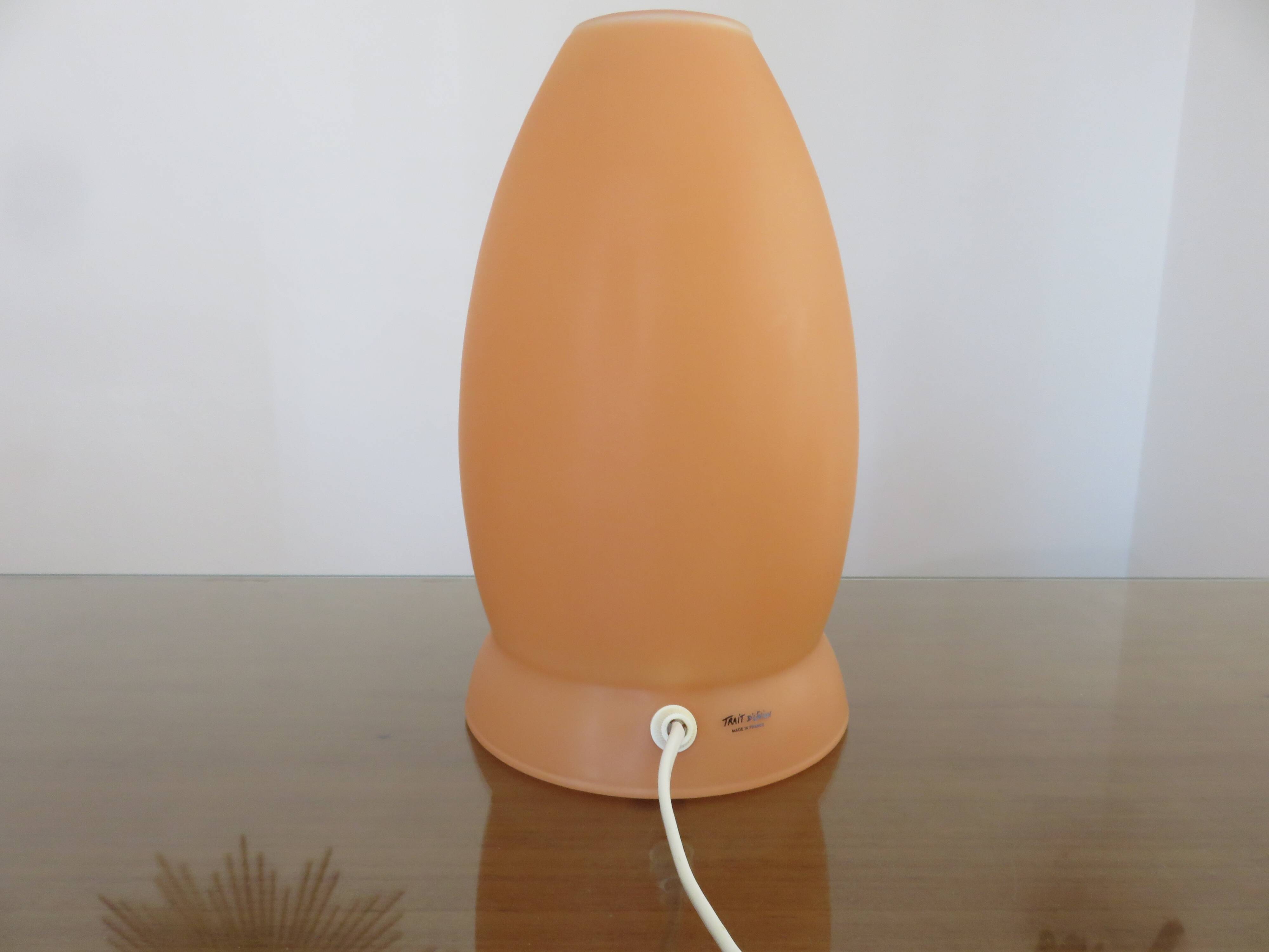 Mushroom lamp in pale orange opaline from the 70s