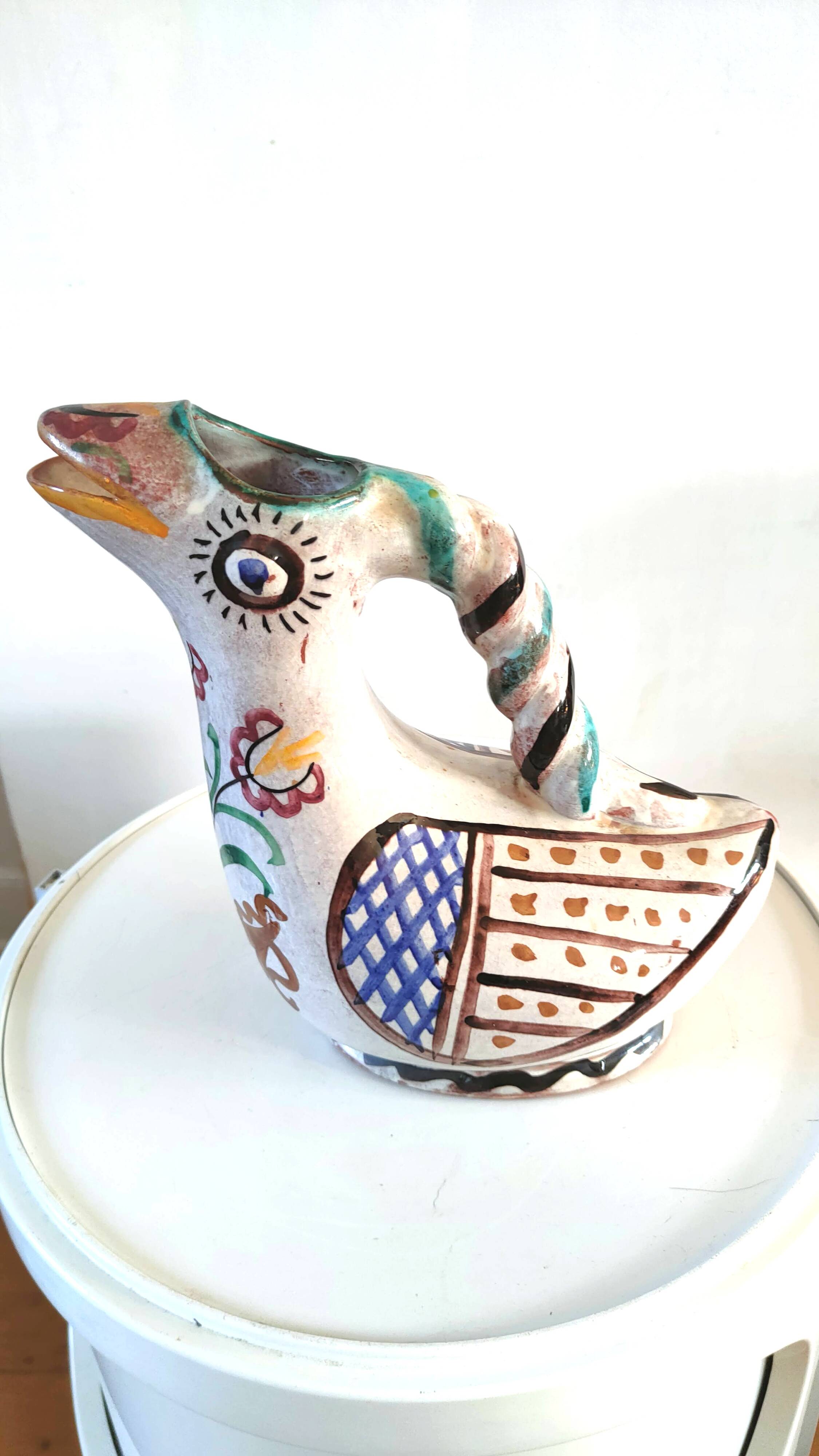 Zoomorphic ceramic pitcher design 70s