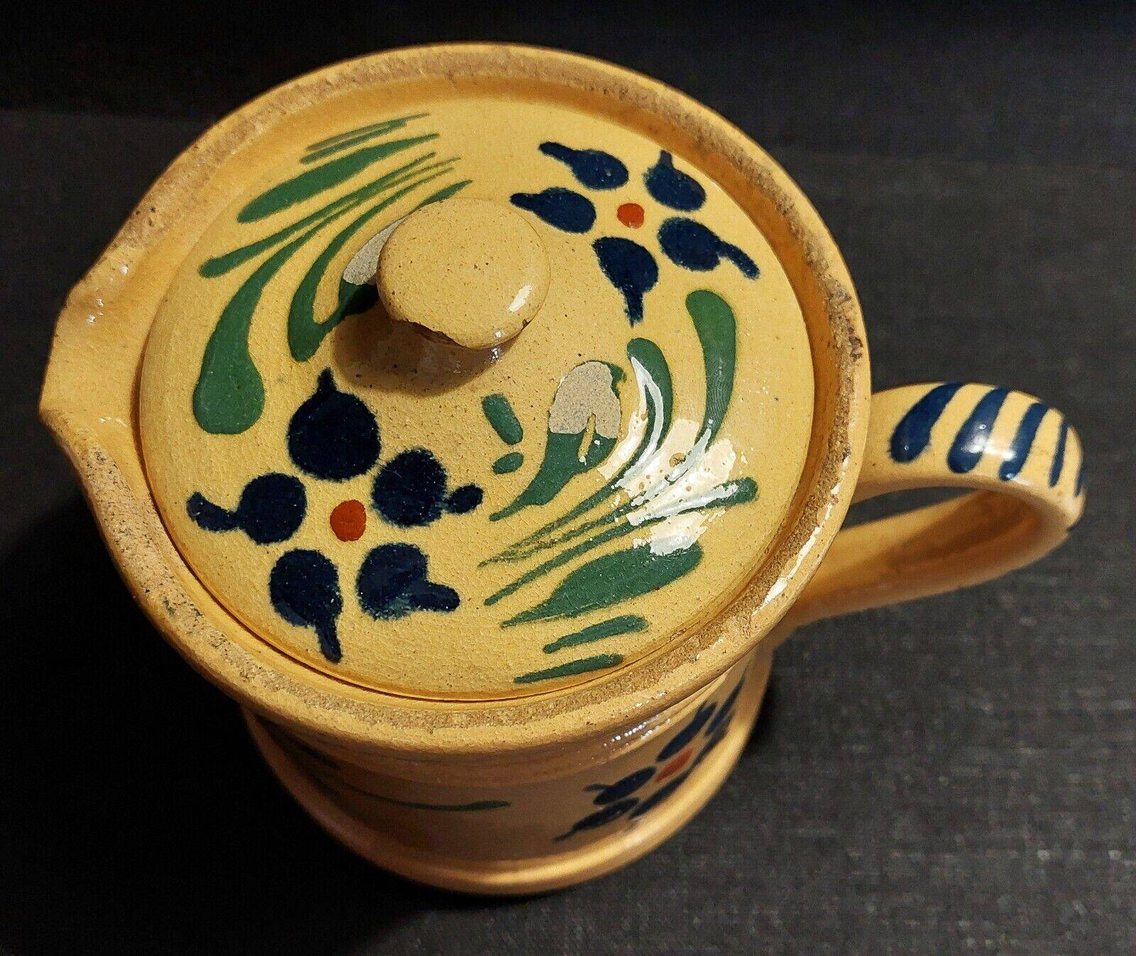 Covered pitcher glazed terracotta Alsace Soufflenheim early 20th century