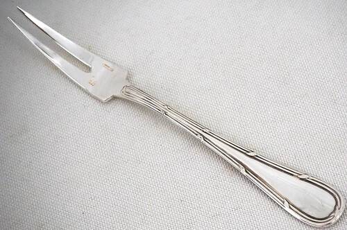 Boulenger Rubans Louis XVI, 10 snail forks, silver-plated crustaceans.