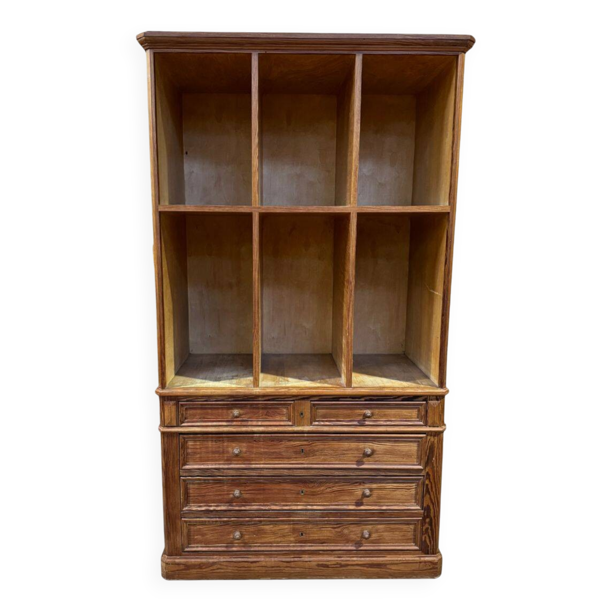 1950s pitch pine workshop cabinet