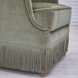 1970s, Danish armchair, velour, beech wood, original excellent condition.