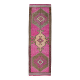 Pink Brown Vintage Runner Rug 94x299Cm