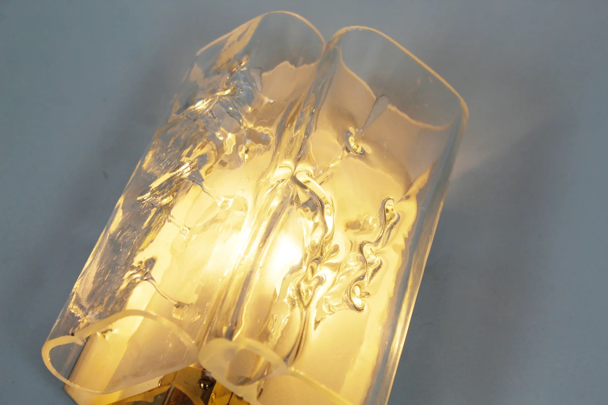 Pair of wall lamps in brass & glass by Doria Leuchten