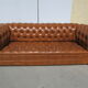 Sofa Chesterfield 3 seats patinated fawn leather