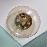 Large ceiling light in brass and blown bubble glass, Glasshütte Limburg, 1970.