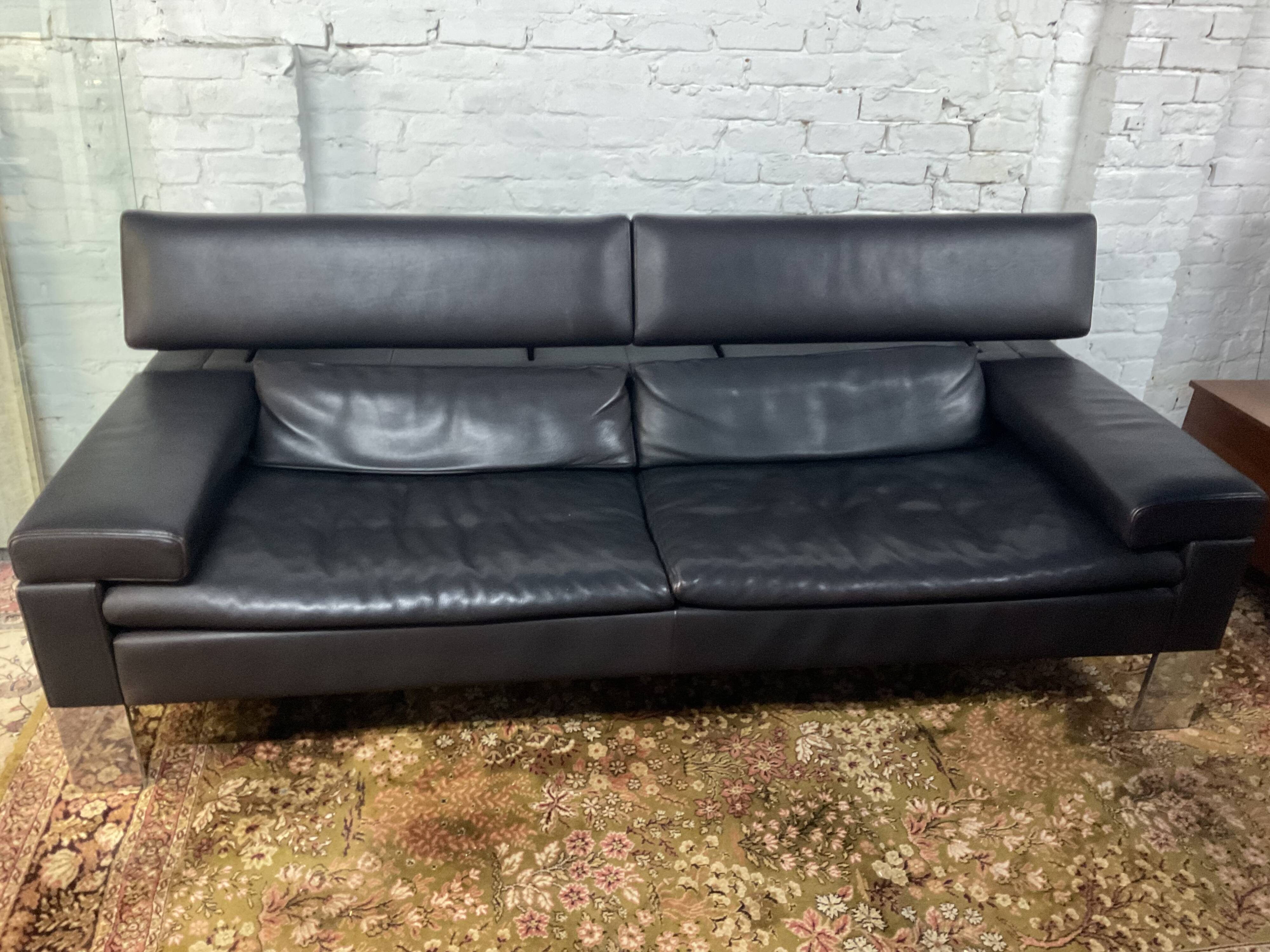 Jori designer sofa in brown leather 3 seats