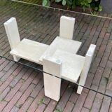 Coffee table by Willy Ballez in travertine