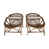 Paire de fauteuils en rotin vintage