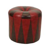 Round Vintage Pouf Brown Red Two-tone Skai Sixties
