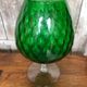 Old vase on foot empoli green glass transparent foot vintage