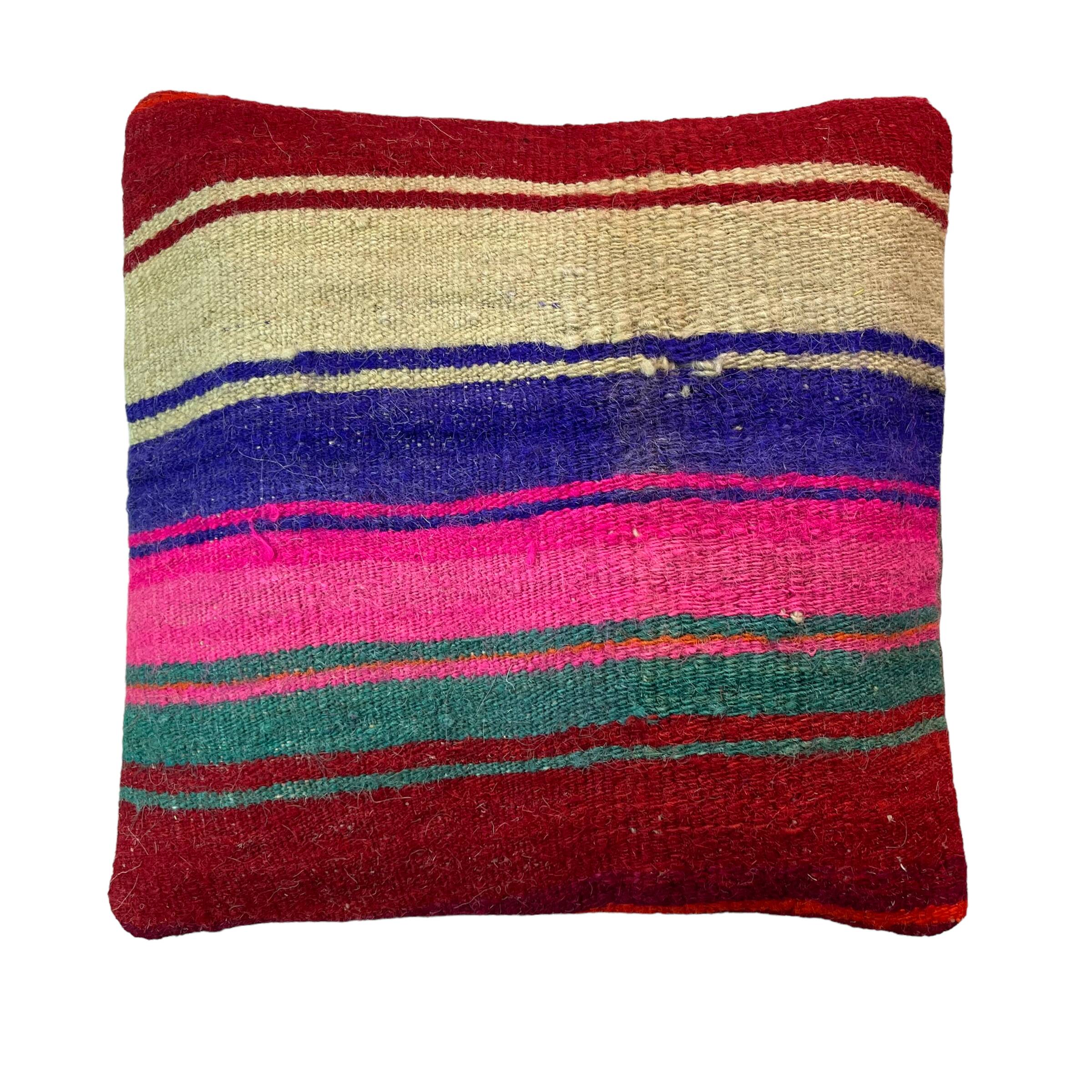 Vintage turkish kilim cushion cover , 40 x 40 cm