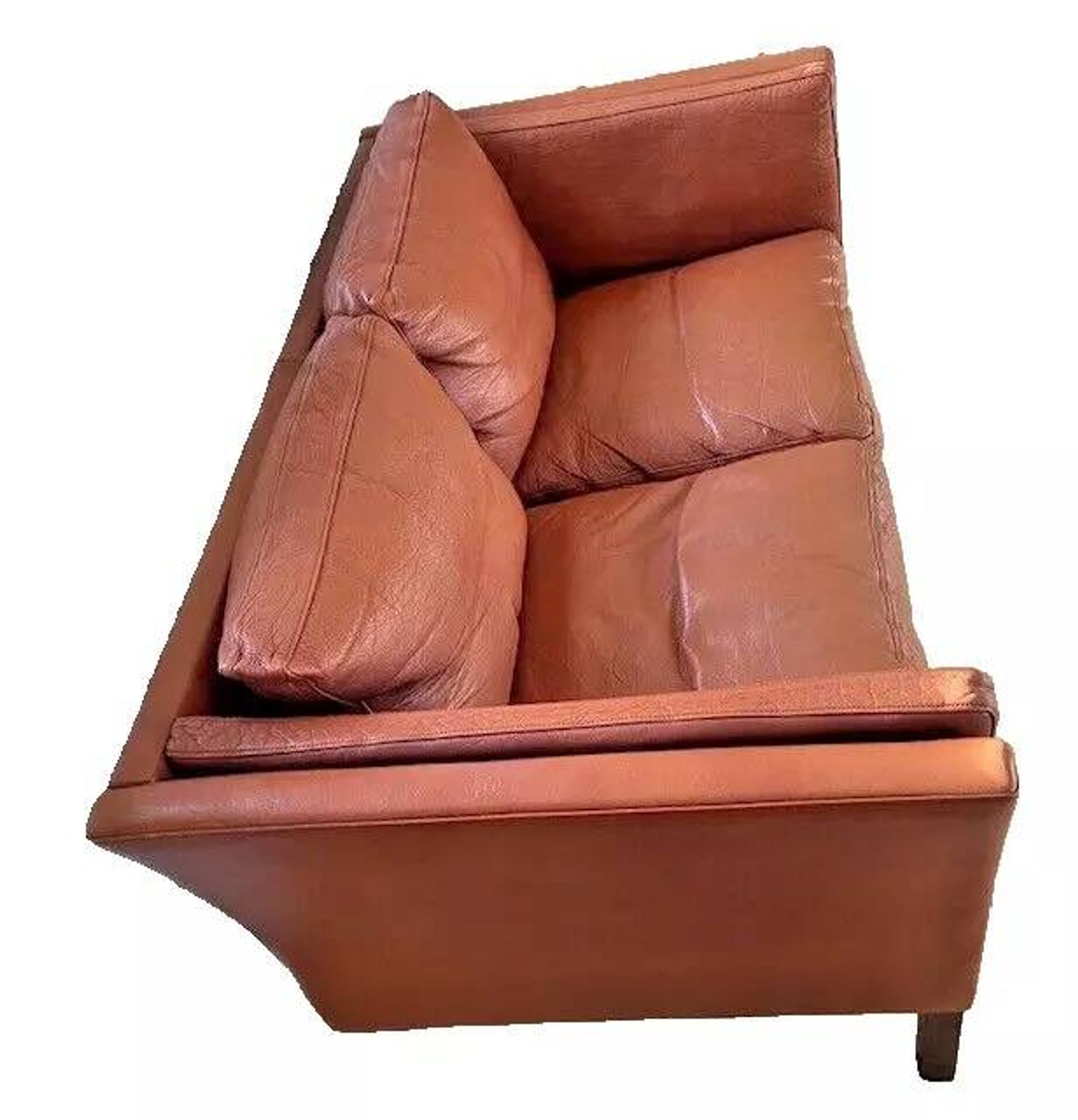 Vintage danish mid century  cognac leather 2 seater stouby sofa