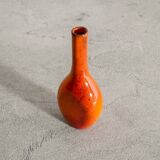 Vintage French Mid Century Bottle Vase in Warm Red Glaze, 1950s