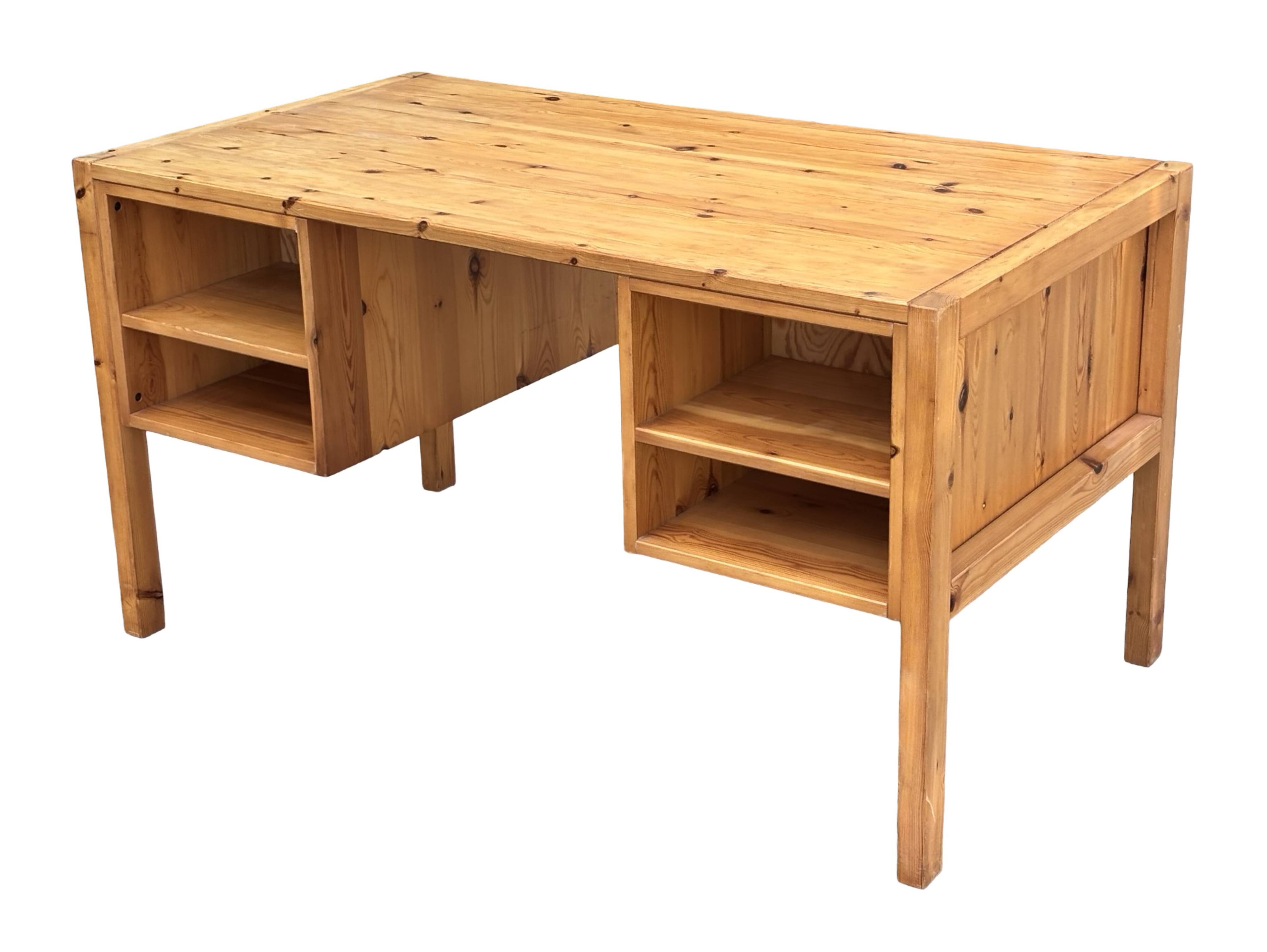 Vintage Pinewood Desk, Freestanding, 1970s Pine, Design, Ate van Apeldoorn