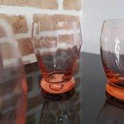 5 verres dépareillées rose vintage