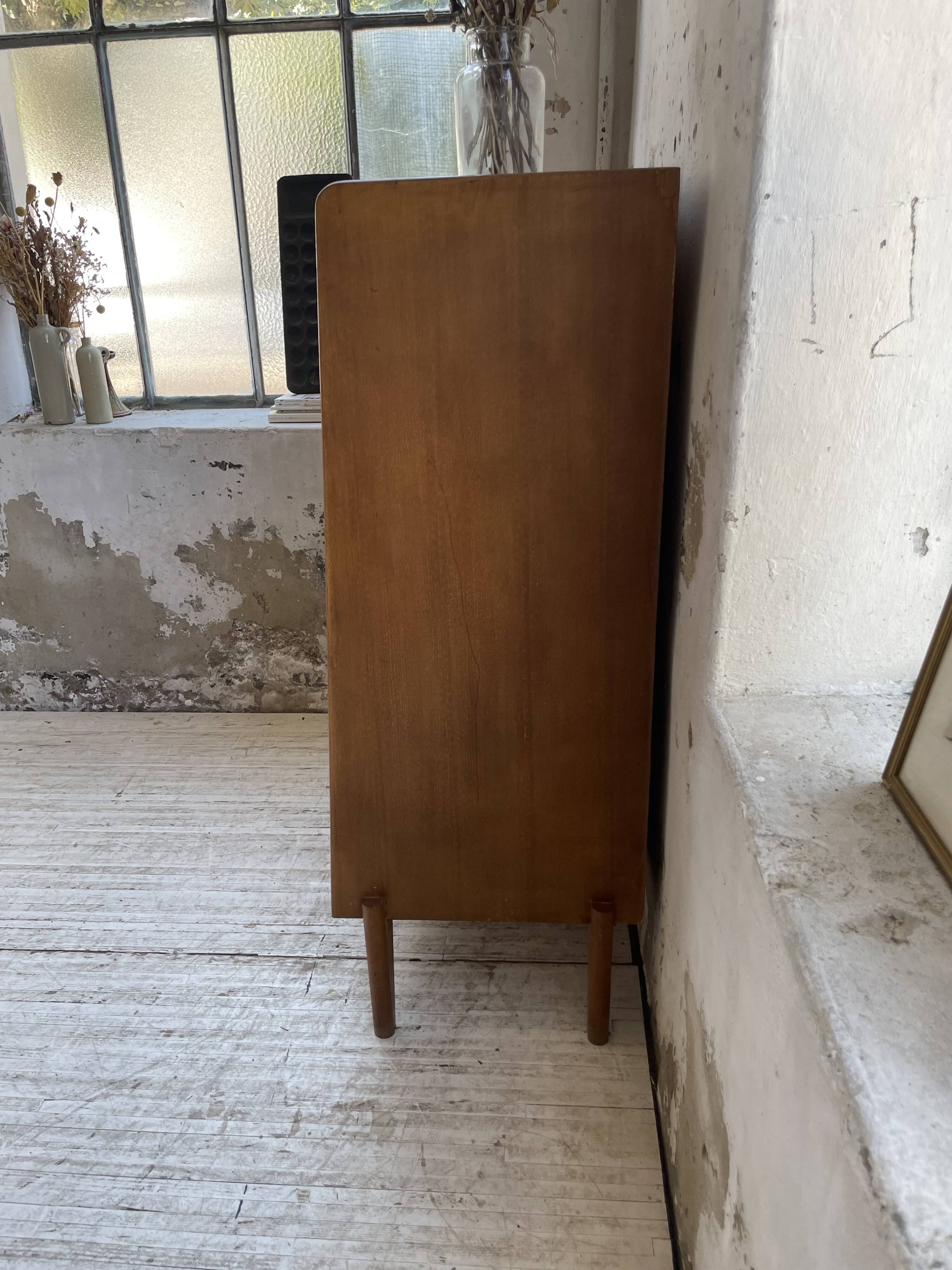 Meuble de rangement secrétaire chêne années 60