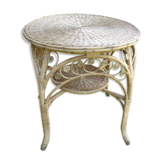 Table en rotin peacock vintage