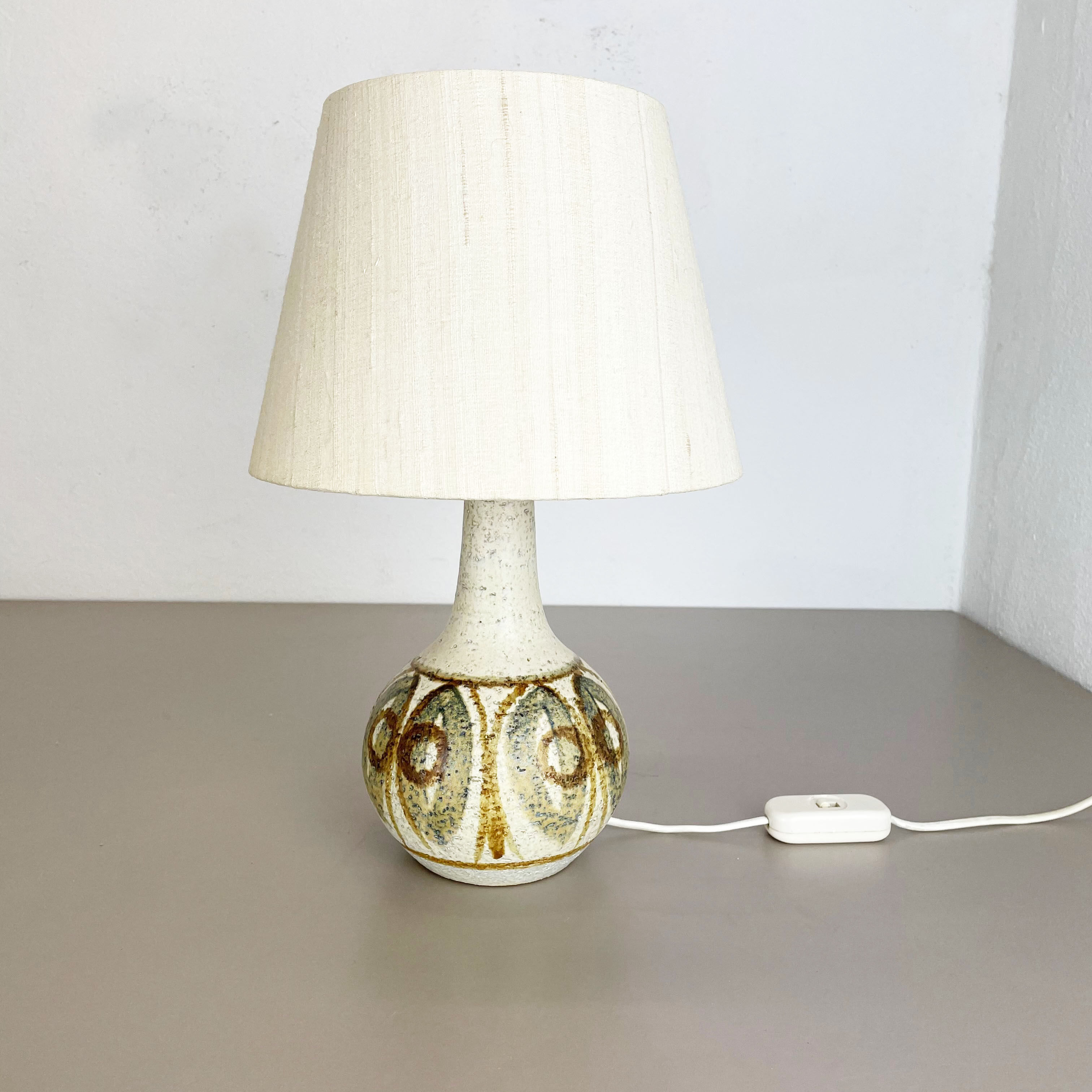 Ceramic studio pottery table light base by soholm  ceramic denmark 1970