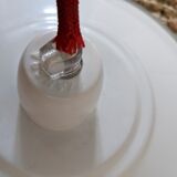 Three vintage pendant lamps, porcelain and aluminum