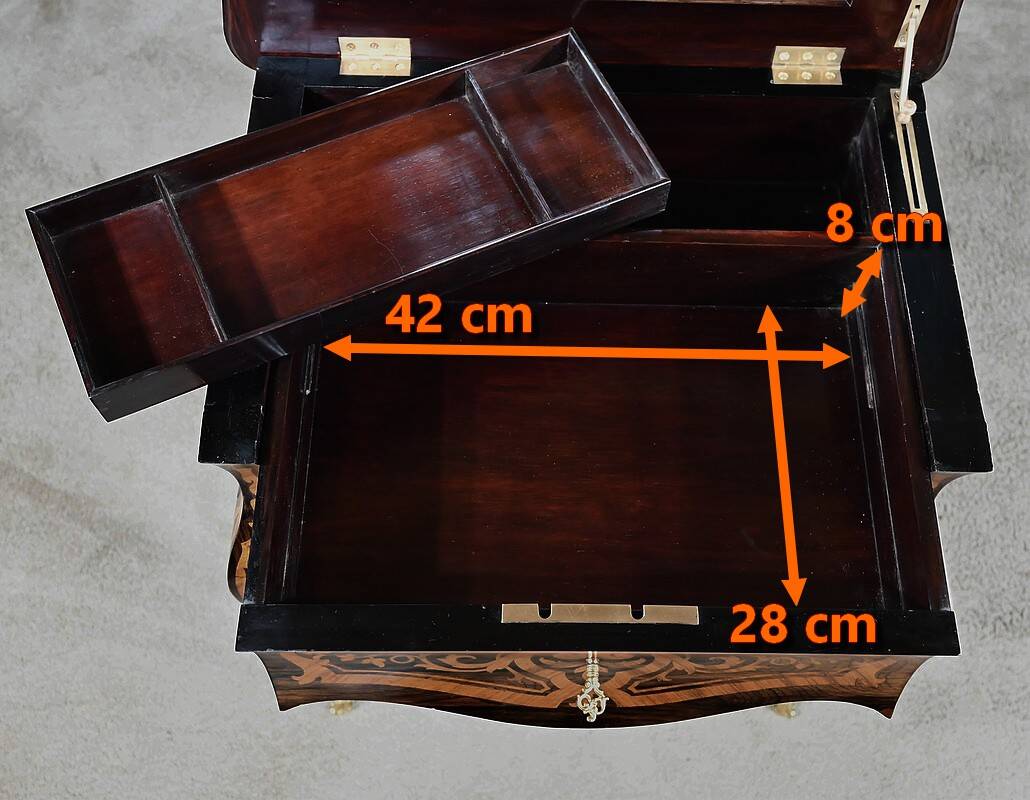 Rosewood and mahogany work table, Louis XV style, Napoleonic era