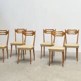 Set of six elegant Italian dining chairs