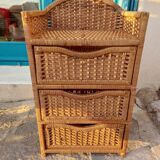 Wicker chest of drawers and rope