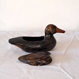 Set of 3 glazed ceramic ducks - rustic / country vintage decor