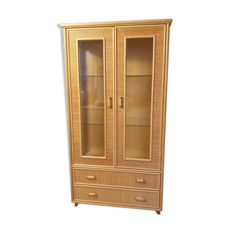 Rattan glass cabinet