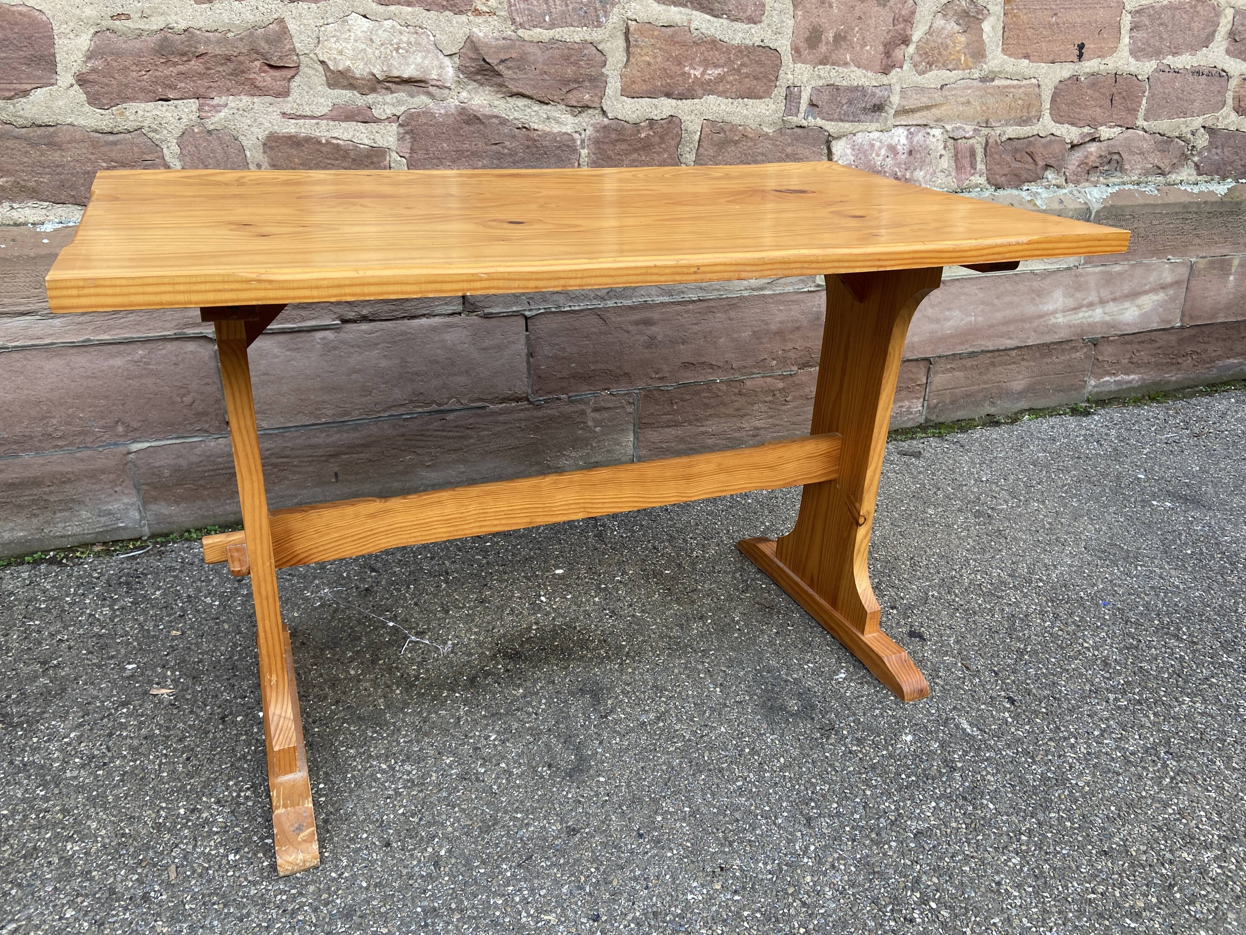 Vintage Scandinavian pine dining set, 1980s table and benches