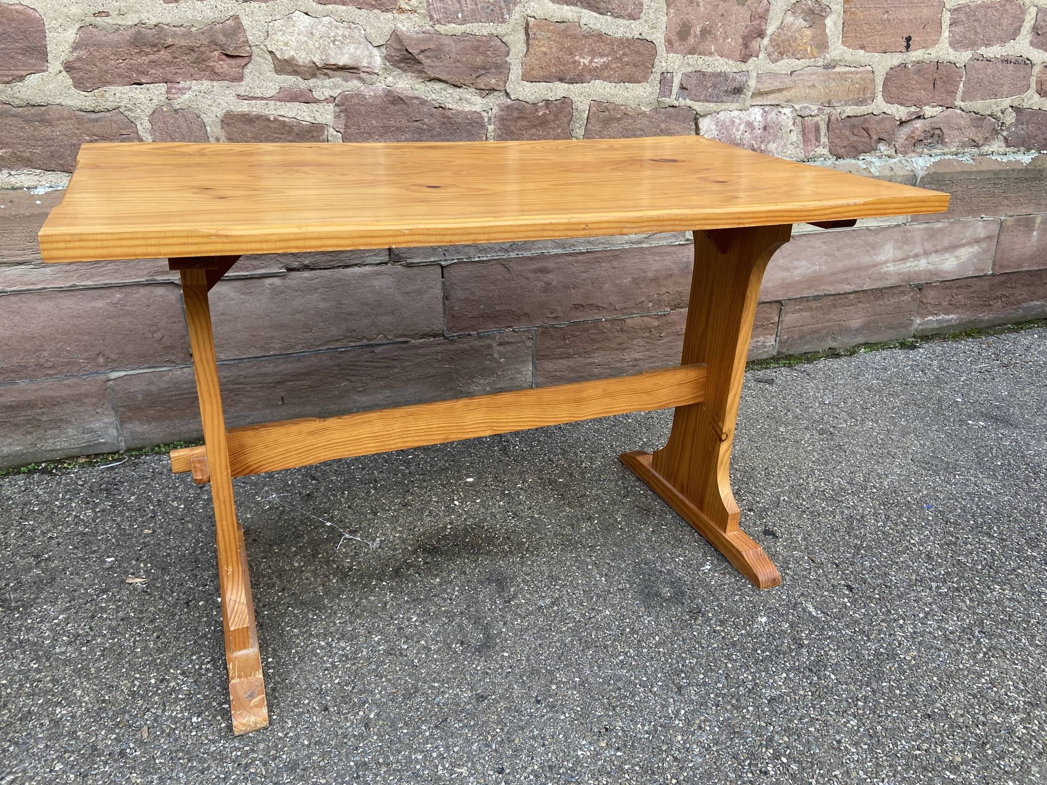 Vintage Scandinavian pine dining set, 1980s table and benches