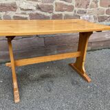 Vintage Scandinavian pine dining set, 1980s table and benches