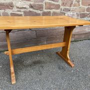 Vintage Scandinavian pine dining set, 1980s table and benches