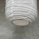 Small Japanese-style natural rattan and linen pendant lamp in the shape of a lantern H50 D30