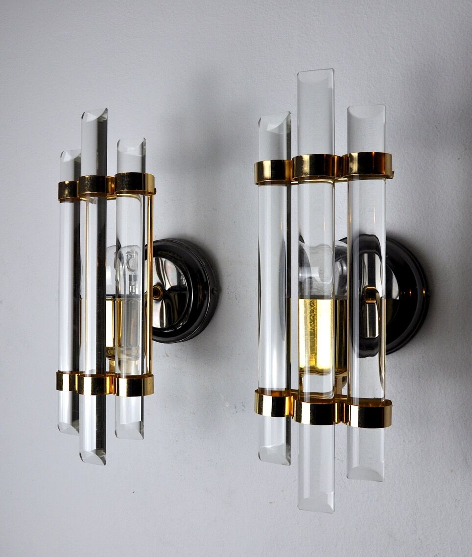 Pair of Venini wall lamps in talie glass 1970