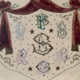 Tableau ancien, blason peint à la main, armoiries, XIXème