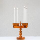 Rustic wooden candleholder by Jan Johnsson for Smålandsslöjd, Sweden, 1975
