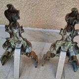 Louis XV style gilded bronze andirons